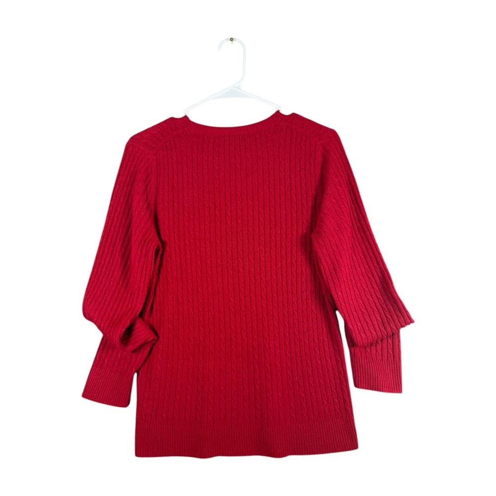 Designers Originals Luxelon Red Cable Knit Crewneck Sweater Womens Large L - Picture 4 of 4